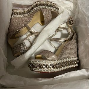 Christian Louboutin Chocazeppa glitter wedges size 35